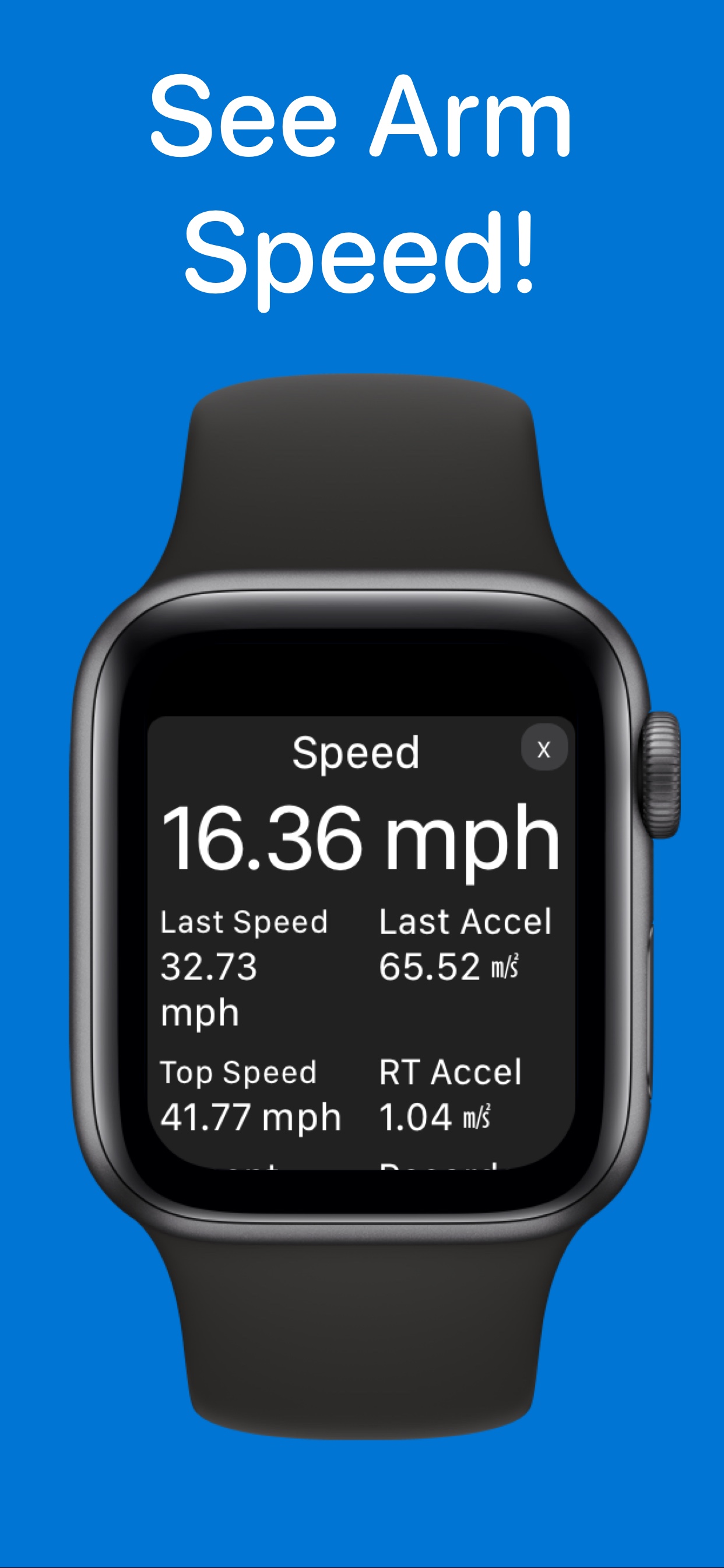 Arm Speed Analyzer tracks movement speed using your Apple Watch
